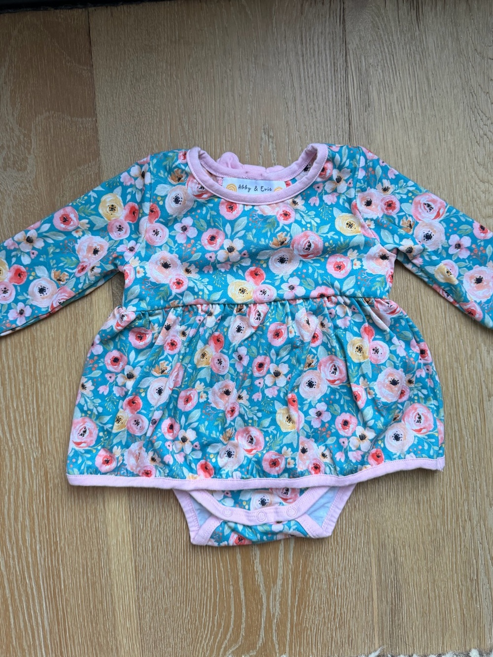 Abby and Evie- Floral Long-Sleeve Bodysuit Dress